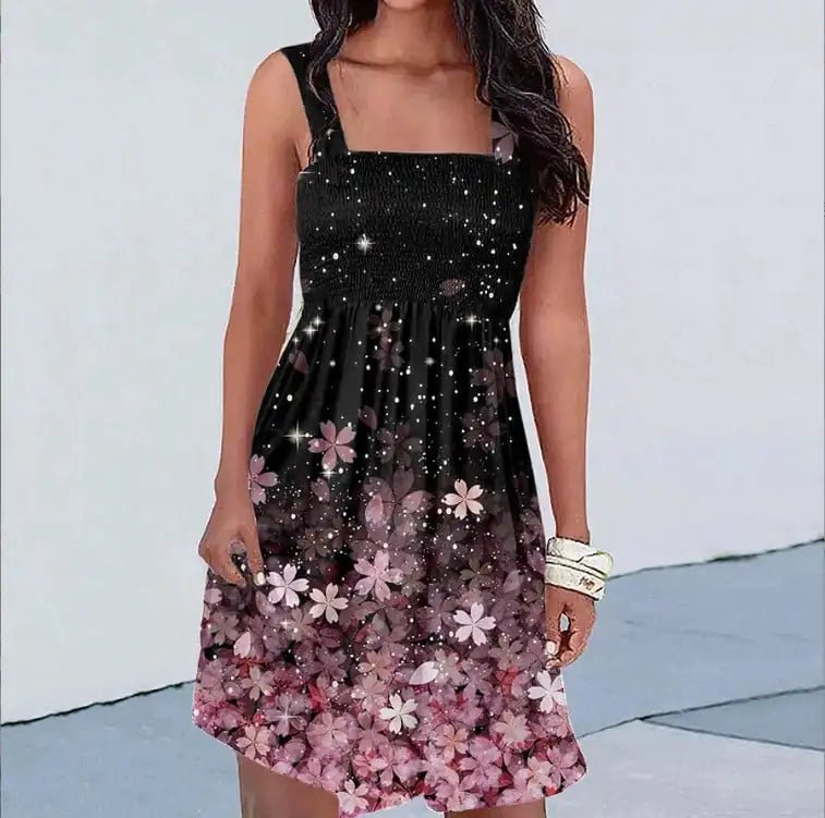 Fashion Print Sexy Suspender Dress - BACKUPMYFILESNOW