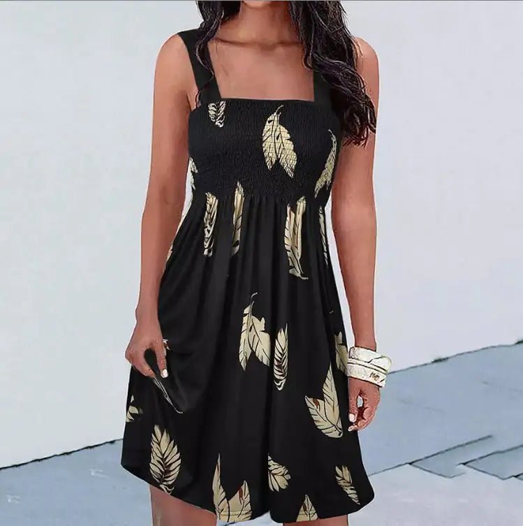 Fashion Print Sexy Suspender Dress - BACKUPMYFILESNOW