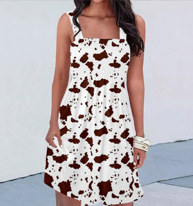 Fashion Print Sexy Suspender Dress - BACKUPMYFILESNOW