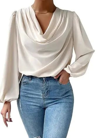 Fashion Women Blouses Pile Collar - BACKUPMYFILESNOW
