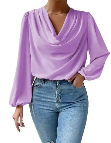 Fashion Women Blouses Pile Collar - BACKUPMYFILESNOW