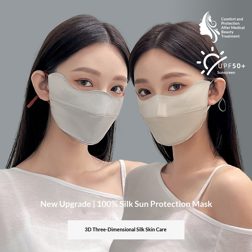 Silk sun-protective UV-blocking breathable face mask with a lightweight design and ear loops