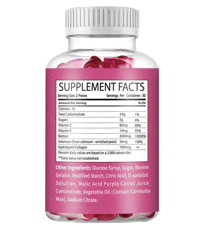 Collagen gummies supplement bottle by My Store with colorful gummy candies displayed beside it