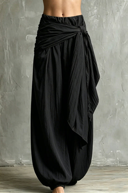 Women's loose casual pants with tie-waist design, relaxed fit and adjustable waistband