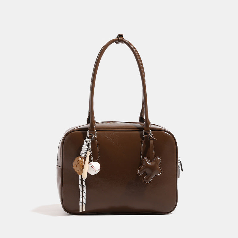 Women's large-capacity commuter tote shoulder bag in a structured design