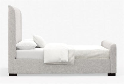 California King Platform Bed Stone Beige Upholstered