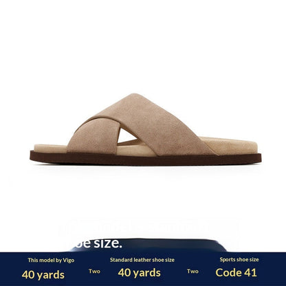 Men's breathable thick-soled beach flip-flops by My Store, shown from the side