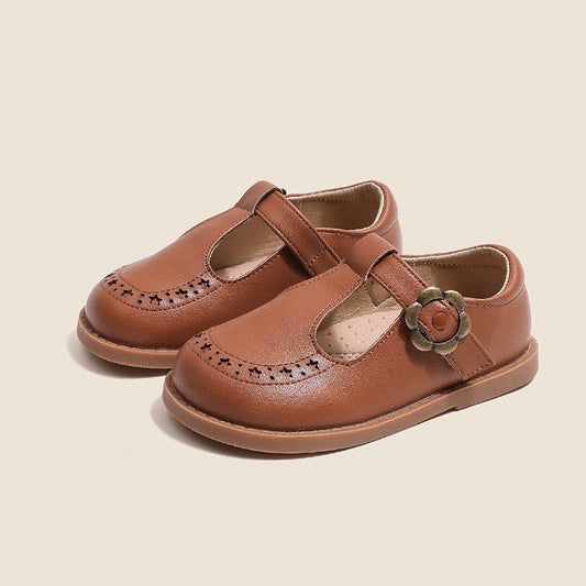 Girls' genuine leather non-slip princess shoes in classic style