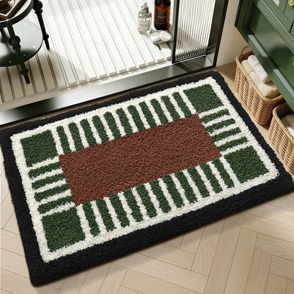 Water-absorbent non-slip geometric lattice floor mat with textured pattern and neutral design