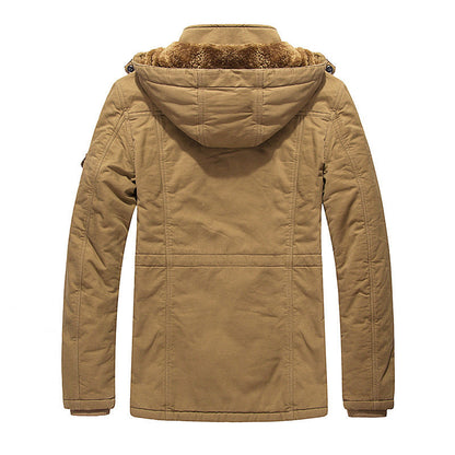Men's Fleece Padded Jacket Mid-length Hooded Jacket