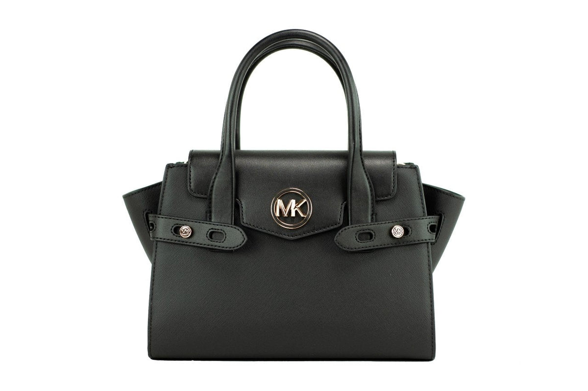 Carmen Black Leather Satchel by Michael Kors