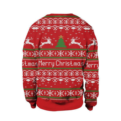 Men’s and women’s Christmas printed round neck sweater by My Store