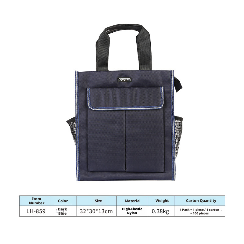 Blue nylon multifunction briefcase with high-elastic material, 1 piece