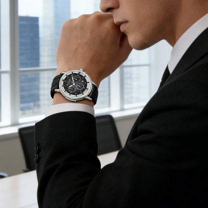 Van Gogh Bohui Series men's luminous blue mechanical watch with a high-appearance light luxury design