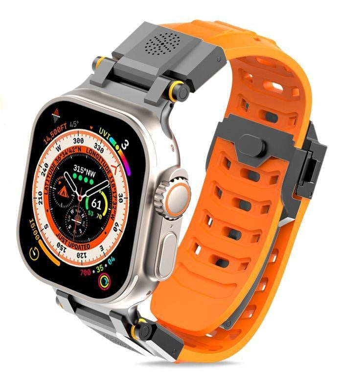 Metal aromatherapy watch band with decorative details, shown in silver tone