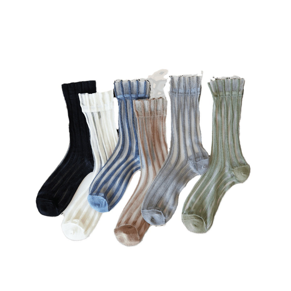 Women's thin mid-calf solid-color lace-up socks from My Store