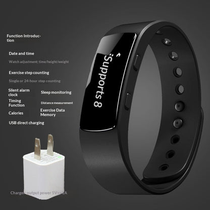 Pedometer vibration alarm waterproof smartwatch with digital display and wristband