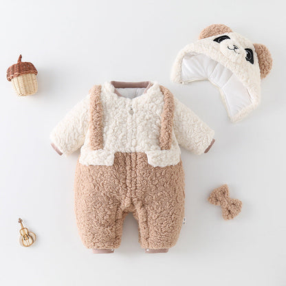 Thickened fleece-lined baby winter going-out clothes in a warm, cozy design