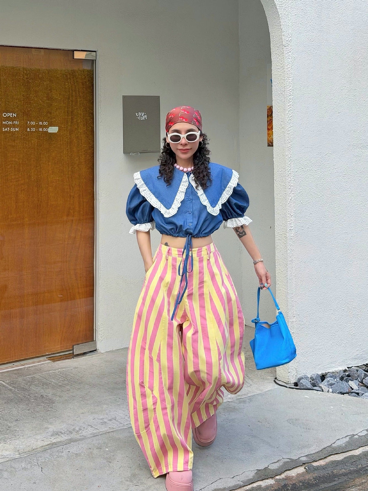 Women's loose-fitting fashionable high-waisted wide-leg pants, My Store brand
