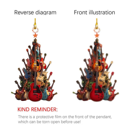 Guitar Christmas tree decorations featuring miniature guitar ornaments for festive holiday décor