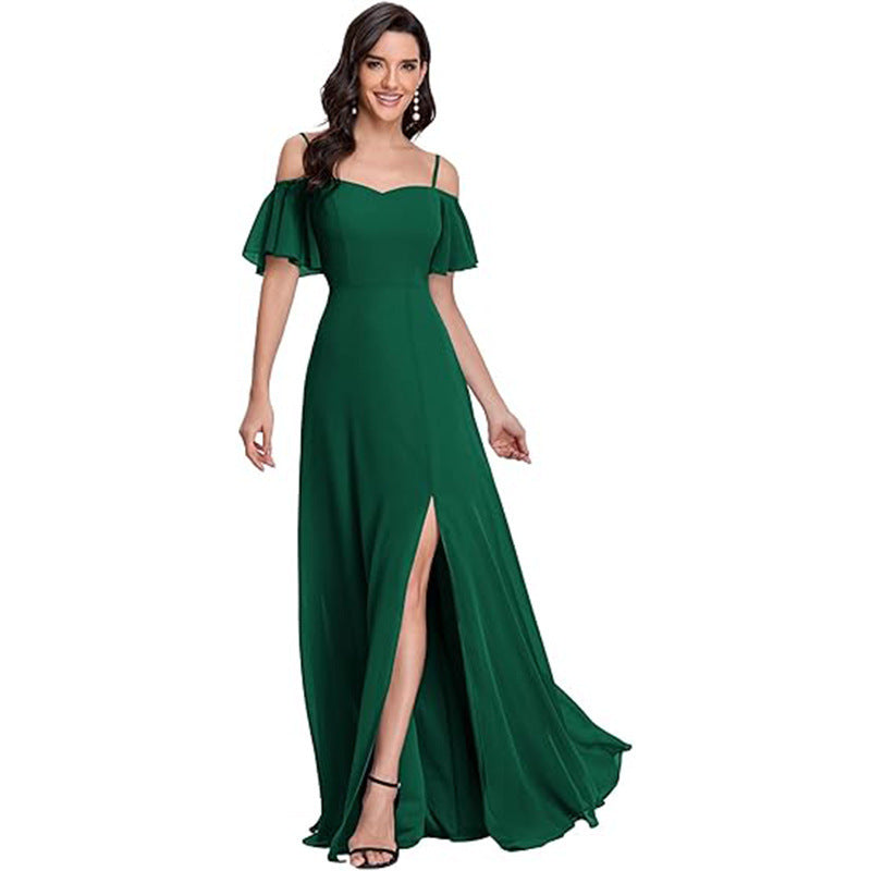 Off-shoulder chiffon maxi dress, women’s evening gown in an elegant flowing silhouette