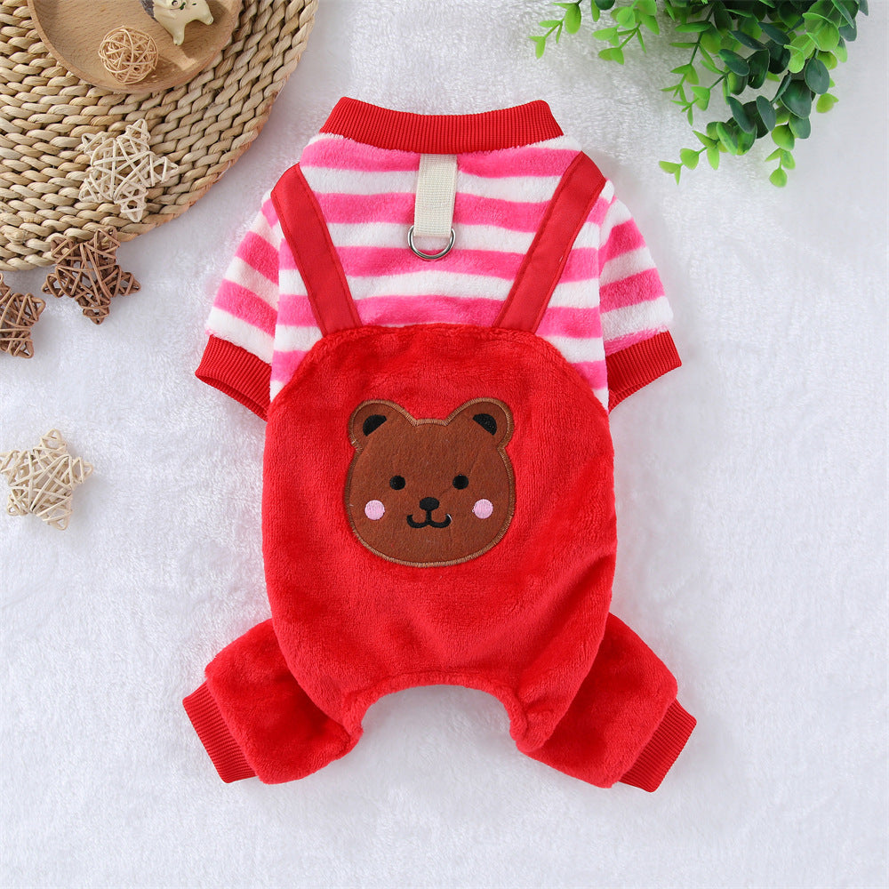 My Store pet warm thickened flannel four-leg clothing for dogs, soft full-body winter outfit
