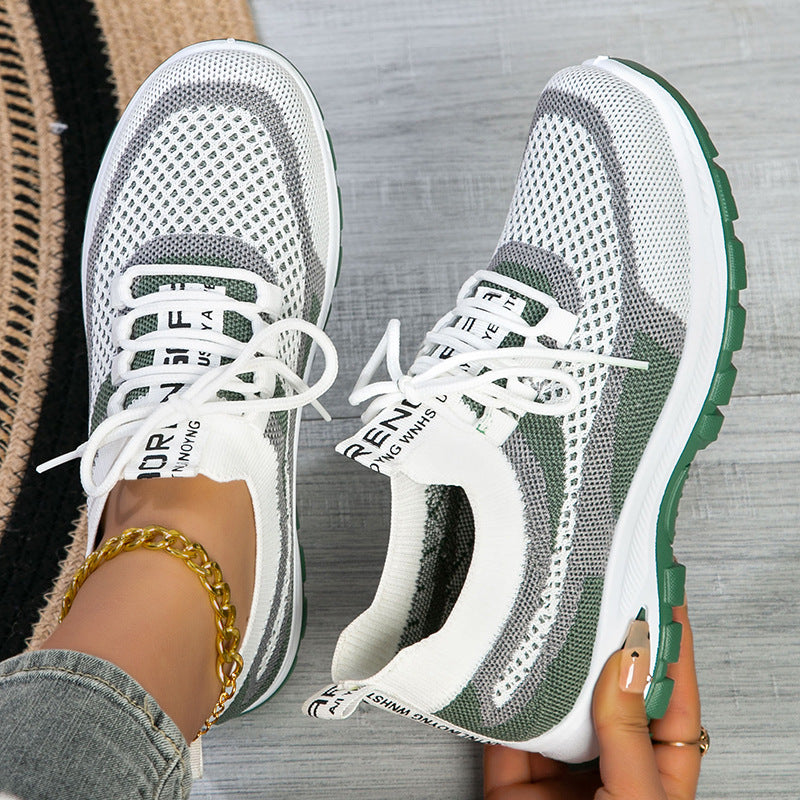 Women's low-cut sporty Flyknit mesh lightweight casual shoes in versatile athletic style