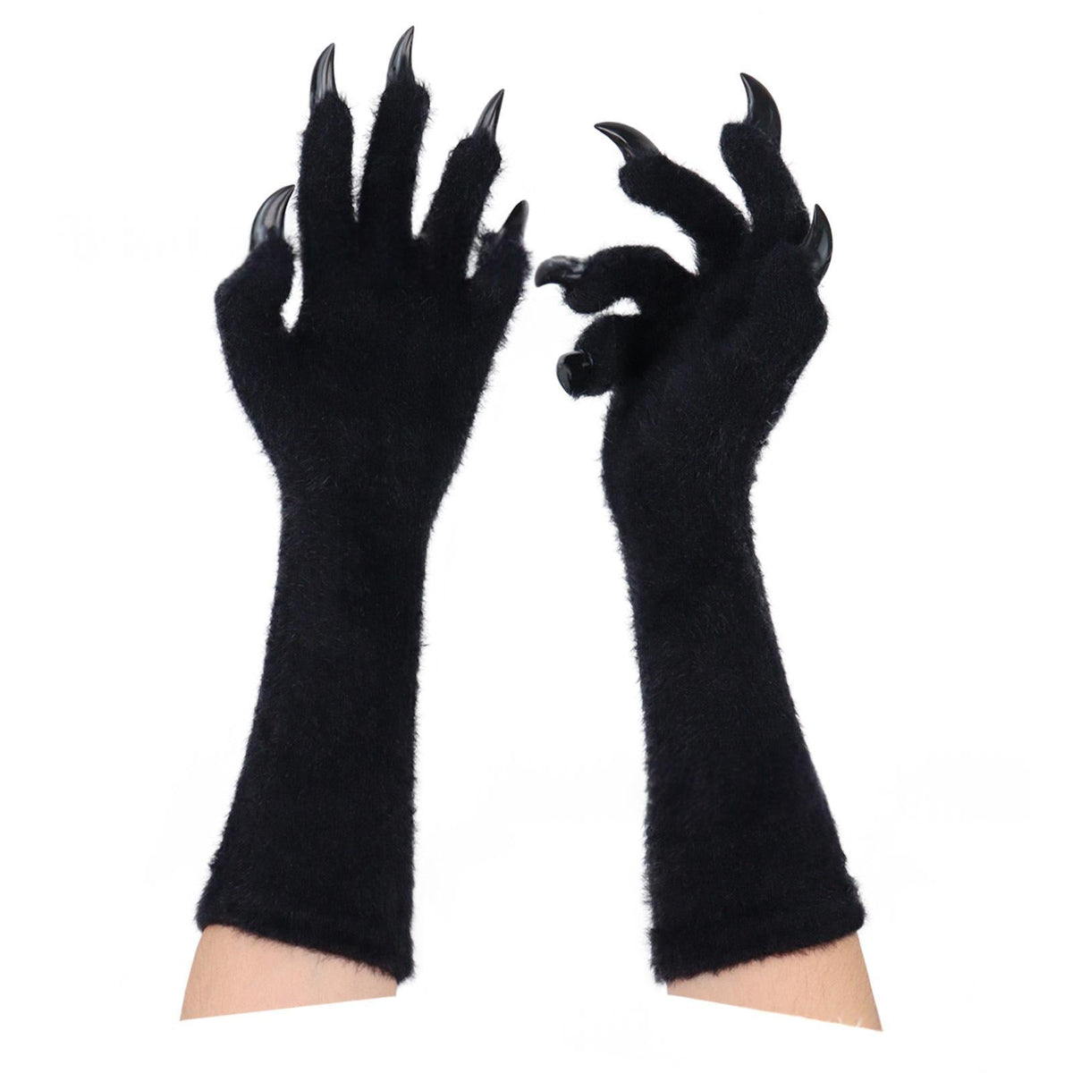 Halloween silicone meat mat long gloves in black, showing textured heat-resistant cooking gloves
