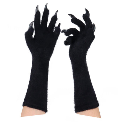 Halloween silicone meat mat long gloves in black, showing textured heat-resistant cooking gloves