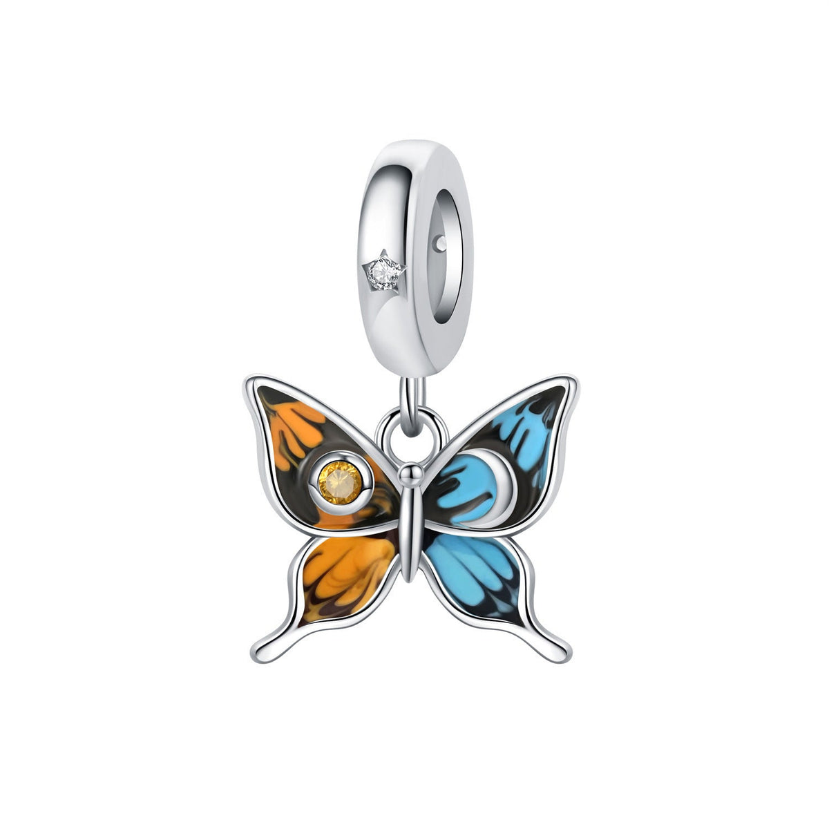 Copper gradient butterfly jewelry bead pendant, DIY craft component with detailed wing design