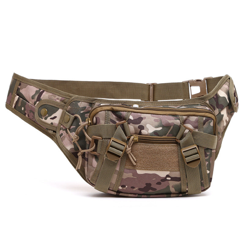 Waterproof Oxford cloth multi-functional outdoor waist bag in black with adjustable strap