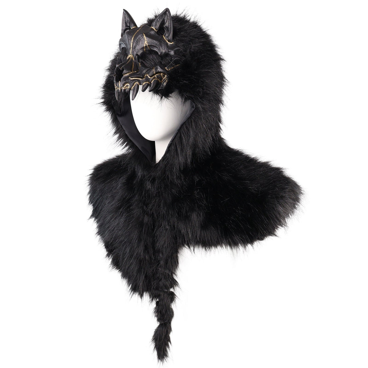 Halloween party performance costume cape in black with flowing design and dramatic stagewear style