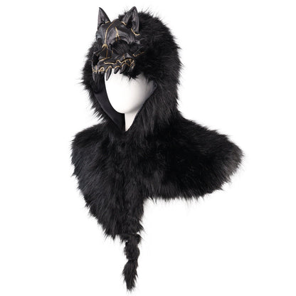 Halloween party performance costume cape in black with flowing design and dramatic stagewear style