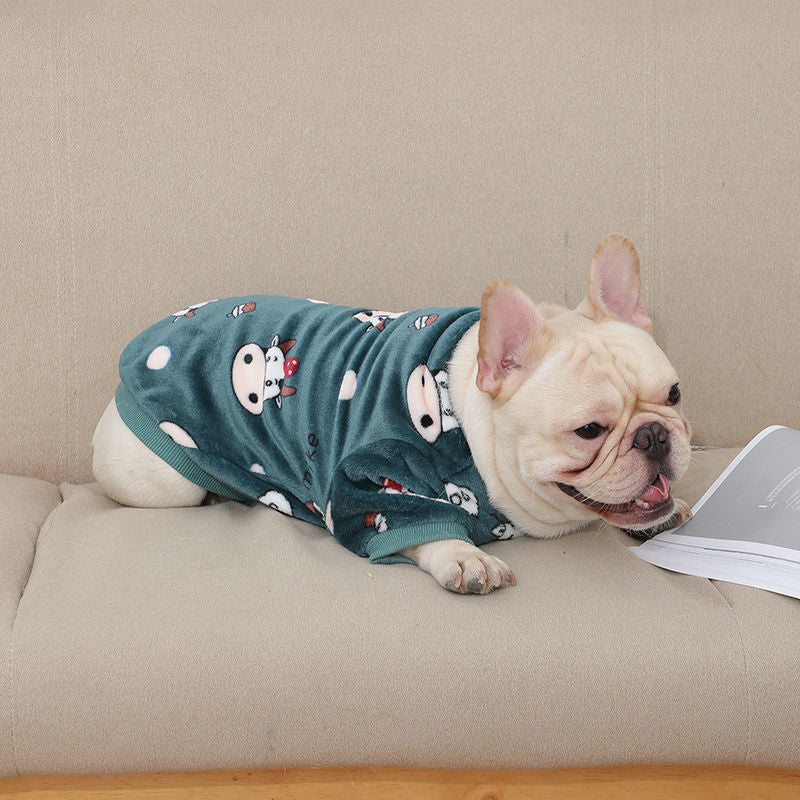 Fashion Personality French plush pet pajamas by My Store, soft full-body outfit with playful design