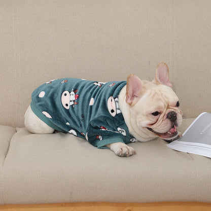 Fashion Personality French plush pet pajamas by My Store, soft full-body outfit with playful design