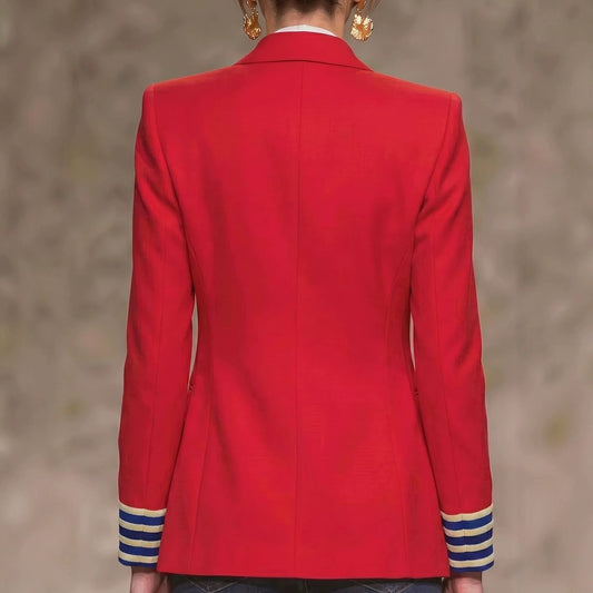 Women's French-style vintage red blazer by My Store