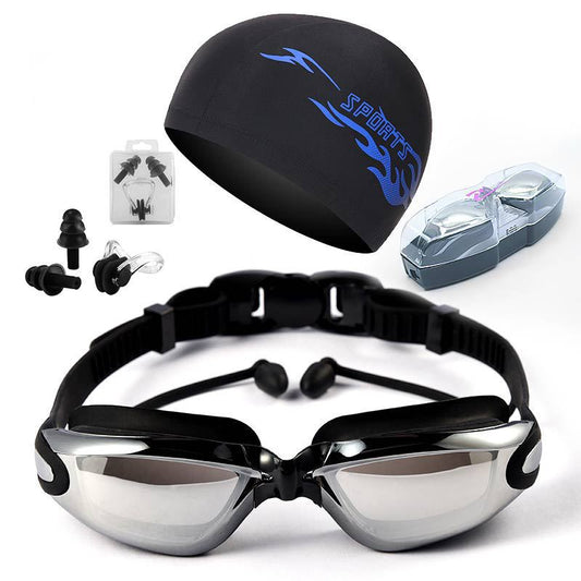 HD waterproof non-fogging swimming glasses with large frame for men and women
