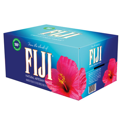 Fiji Natural Artesian Water 11.15 fl oz bottles, 24-pack, with clear bottles and Fiji logo, showcasing premium bottled water.