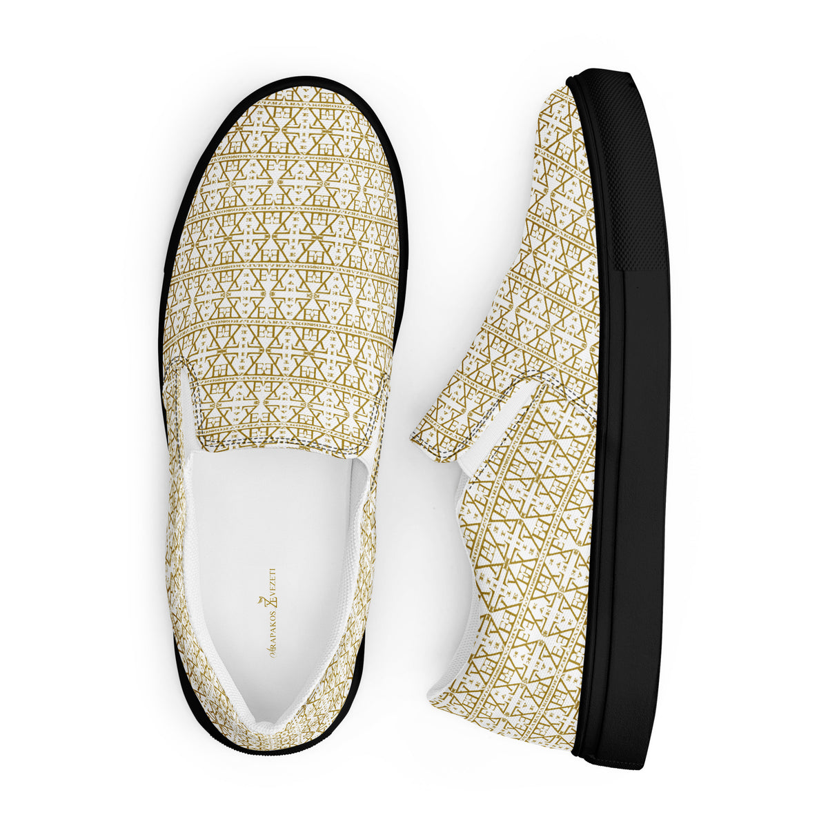 White women's slip-on shoes by Atelier Evezet Arapakou with waterproof canvas and anatomical sole, shown from a side angle.