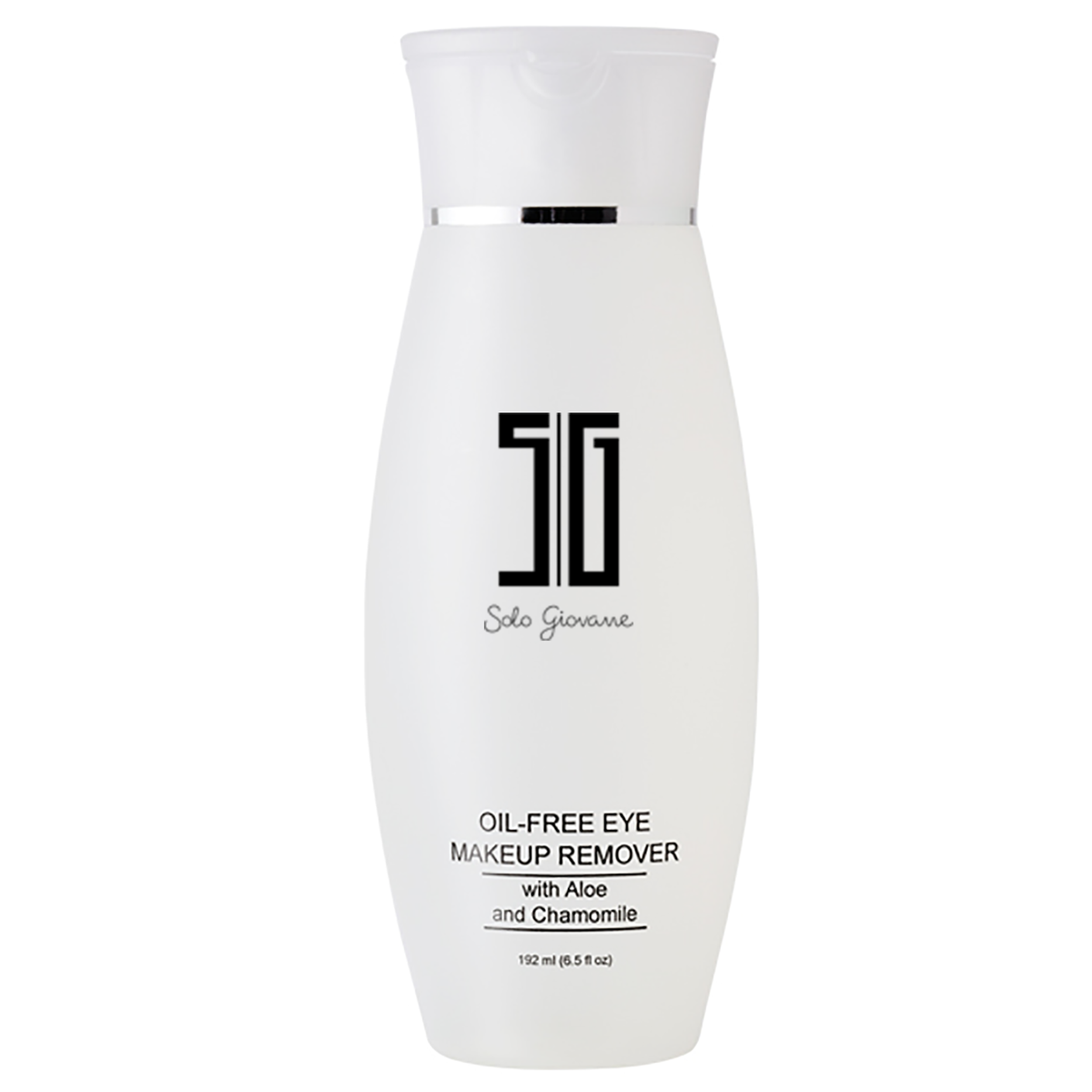 BACKUPMYFILESNOW® oil-free eye makeup remover and makeup primer in a clear bottle with a white cap, showing the product label.