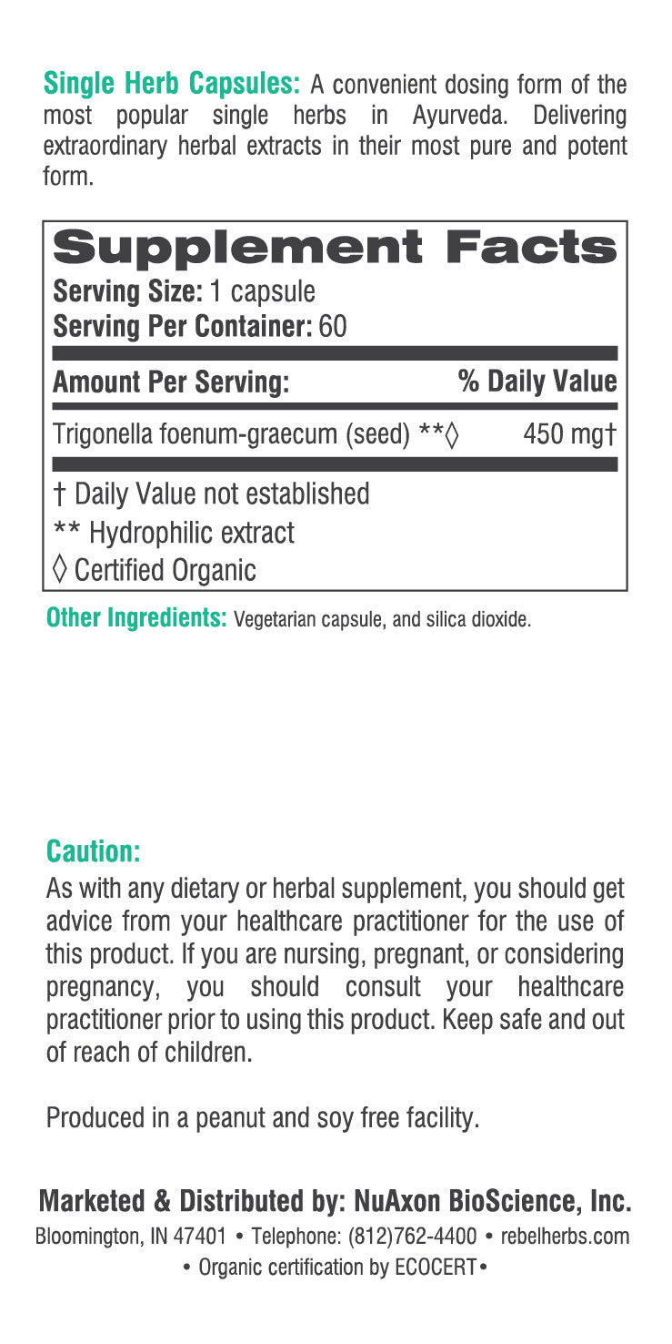 Organic fenugreek vegetarian capsules by BACKUPMYFILESNOW® for women's health, shown in a bottle with capsule tablets.