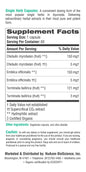 BackUPMYFILESNOW® Triphala capsules for digestion with green herbal capsules in a clear glass bottle on a white background.