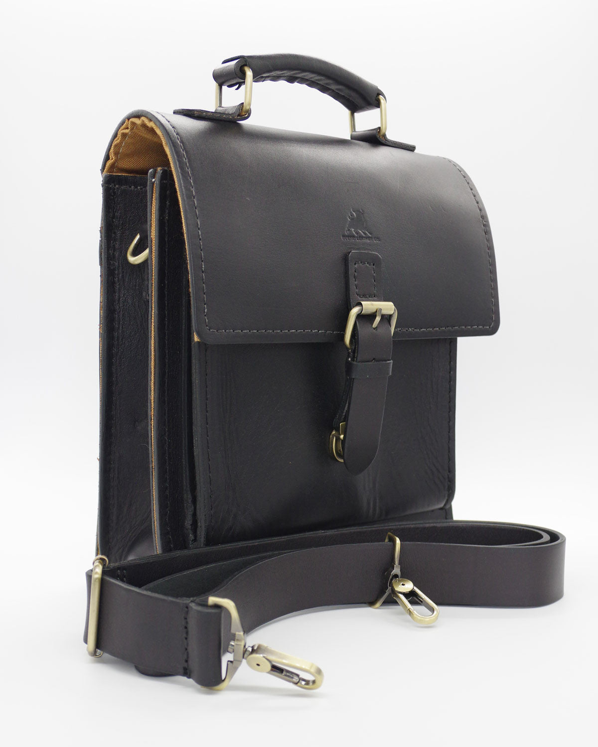 Handcrafted leather BLCO® travel satchel case from Bueno Leather Co., featuring a sleek, durable leather design with a secure closure.