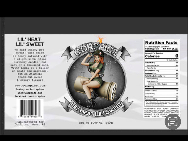 Lil'Heat Lil' Sweet all-purpose product by Corspice, featuring colorful packaging with sweet-themed design and vibrant branding.