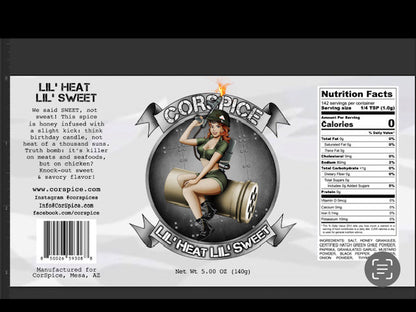 Lil'Heat Lil' Sweet all-purpose product by Corspice, featuring colorful packaging with sweet-themed design and vibrant branding.
