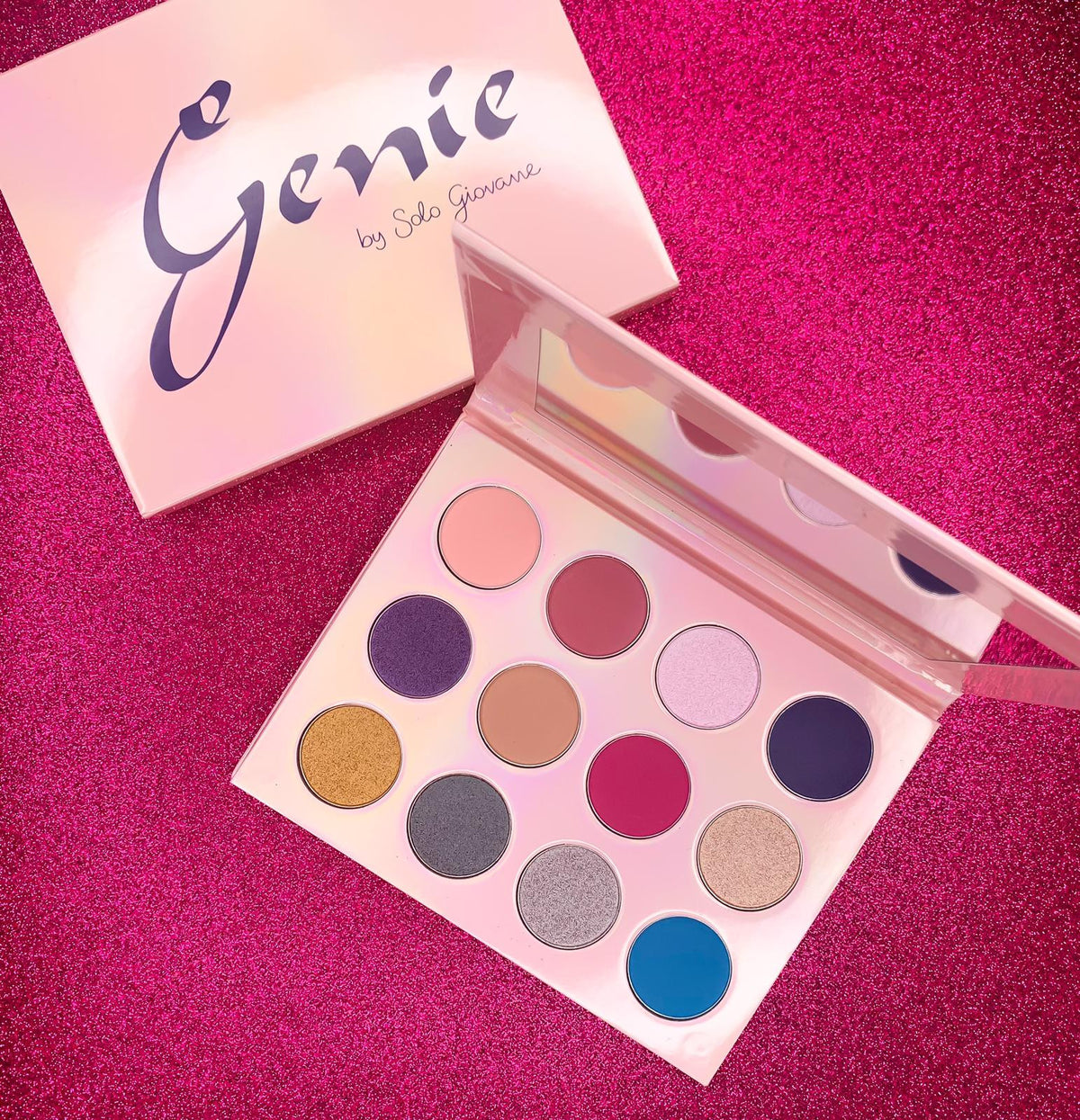 Genie Eyeshadow Palette by BACKUPMYFILESNOW® featuring vibrant and neutral shades in a sleek compact for versatile eye makeup.