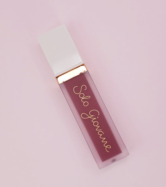 SG Matte Lipstick 020 by BACKUPMYFILESNOW® showing the sleek black tube and open cap revealing the matte lipstick shade.