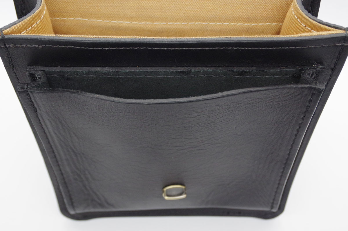 Handcrafted leather BLCO® travel satchel case with sturdy design, featuring smooth leather and secure top handle for travel convenience.