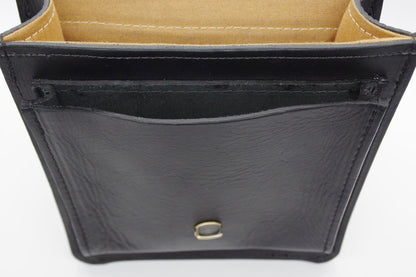 Handcrafted leather BLCO® travel satchel case with sturdy design, featuring smooth leather and secure top handle for travel convenience.