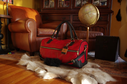 Luxury leather BLCO® Duffle Bag XL-LUX by Bueno Leather Co., handcrafted with smooth brown leather and sturdy handles.